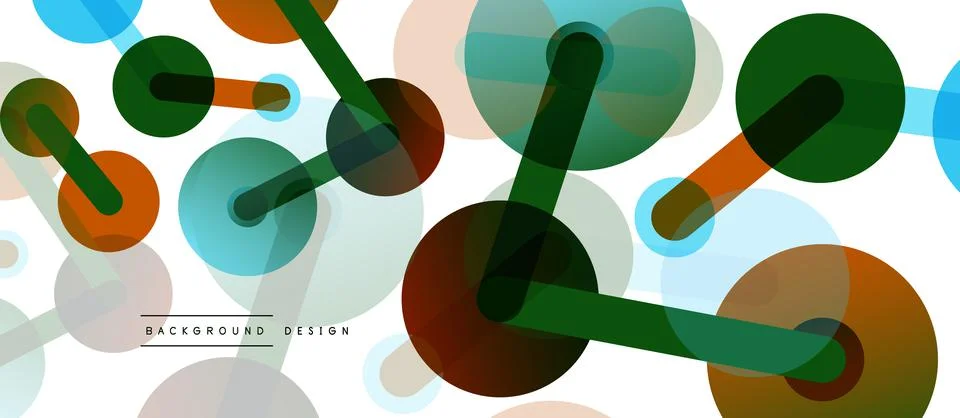 Abstract background. Round dots connected by lines. Trendy techno business Illustrazione stock