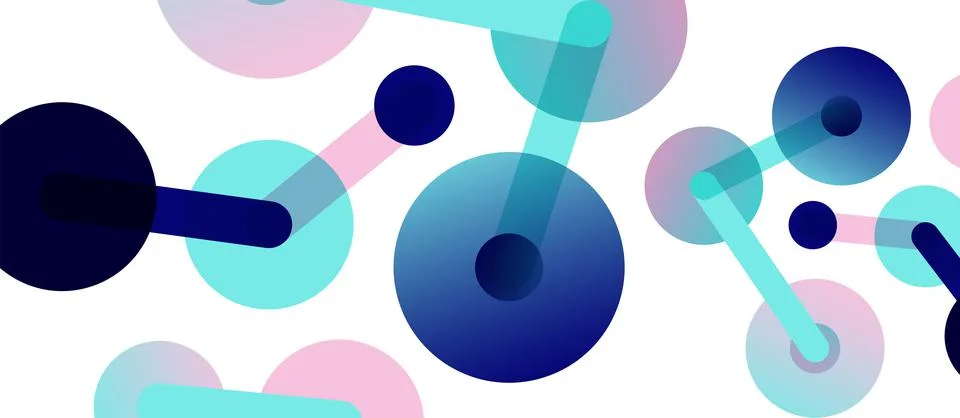 Abstract background. Round dots connected by lines. Trendy techno business Stock Illustration