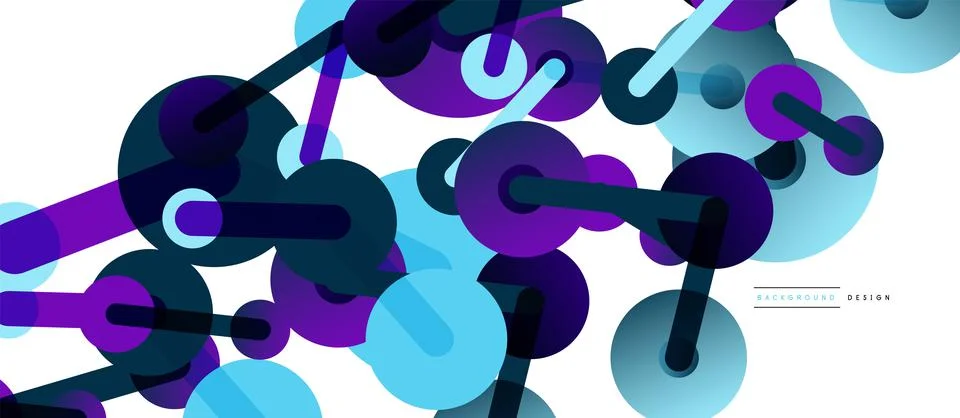 Abstract background. Round dots connected by lines. Trendy techno business Stock Illustration