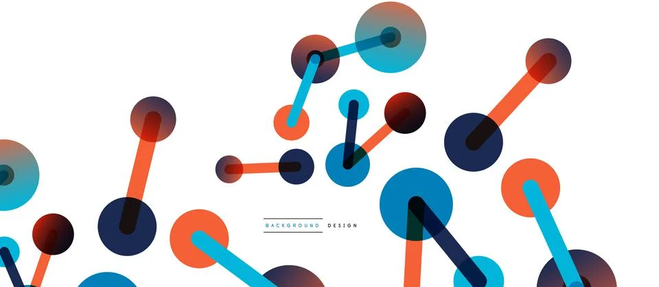 Abstract background. Round dots connected by lines. Trendy techno business Illustrazione stock