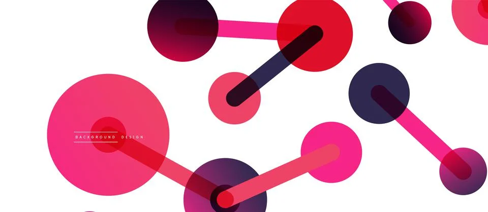 Abstract background. Round dots connected by lines. Trendy techno business Illustrazione stock