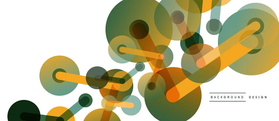 Abstract background. Round dots connected by lines. Trendy techno business Illustrazione stock