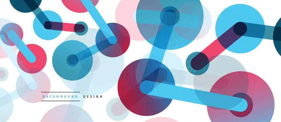 Abstract background. Round dots connected by lines. Trendy techno business Stock Illustration