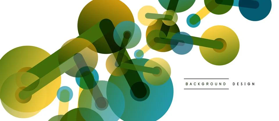 Abstract background. Round dots connected by lines. Trendy techno business Illustrazione stock
