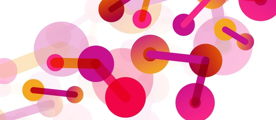 Abstract background. Round dots connected by lines. Trendy techno business Illustrazione stock