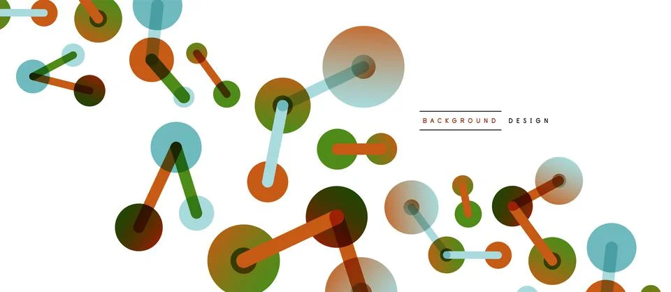 Abstract background. Round dots connected by lines. Trendy techno business Illustrazione stock