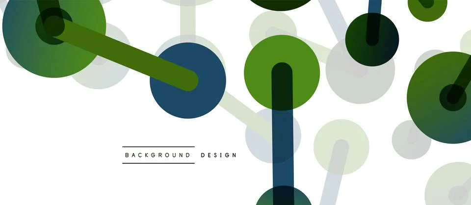 Abstract background. Round dots connected by lines. Trendy techno business Illustrazione stock