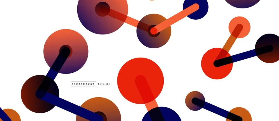 Abstract background. Round dots connected by lines. Trendy techno business Stockillustratie