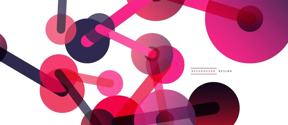 Abstract background. Round dots connected by lines. Trendy techno business Stock Illustration