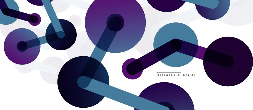 Abstract background. Round dots connected by lines. Trendy techno business Stock Illustration