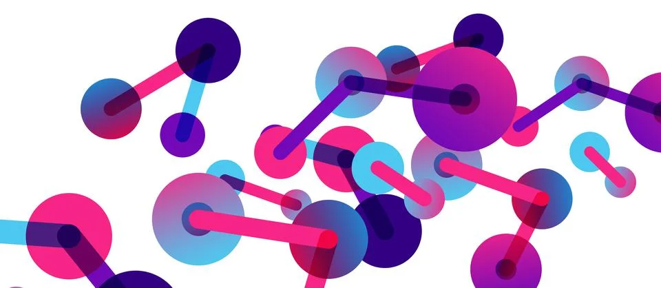 Abstract background. Round dots connected by lines. Trendy techno business Stock Illustration