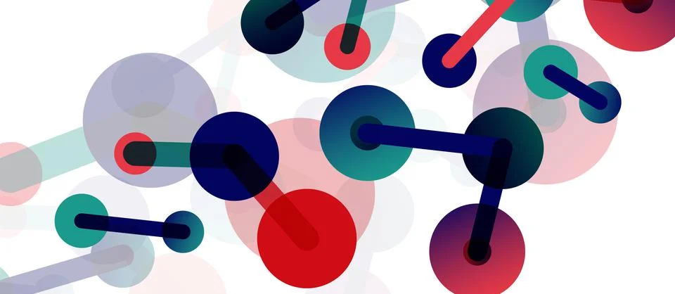 Abstract background. Round dots connected by lines. Trendy techno business Stockillustratie