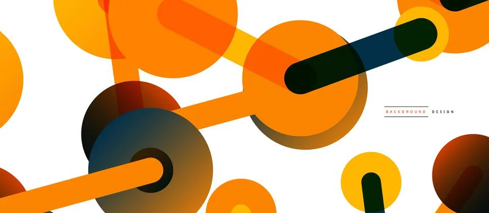 Abstract background. Round dots connected by lines. Trendy techno business Illustrazione stock