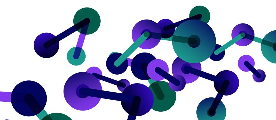 Abstract background. Round dots connected by lines. Trendy techno business Stockillustratie