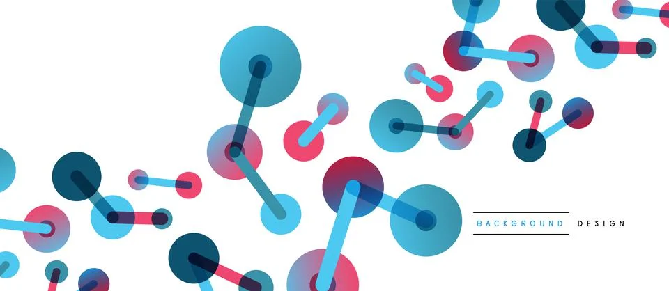 Abstract background. Round dots connected by lines. Trendy techno business Stock Illustration