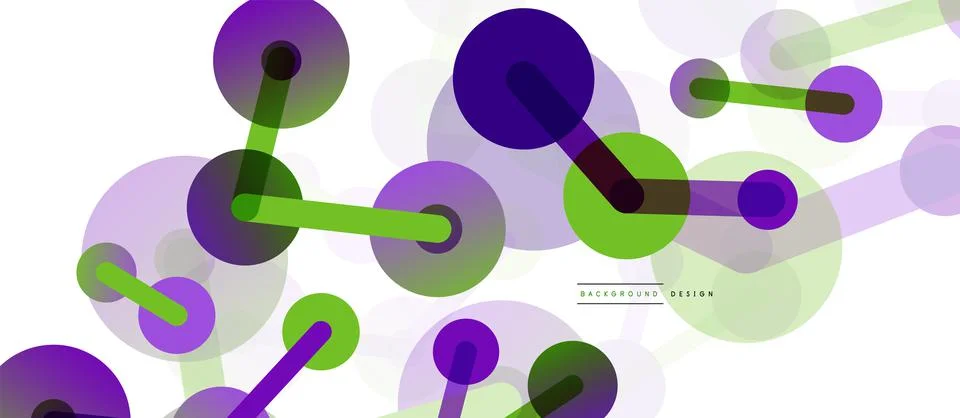 Abstract background. Round dots connected by lines. Trendy techno business Illustrazione stock