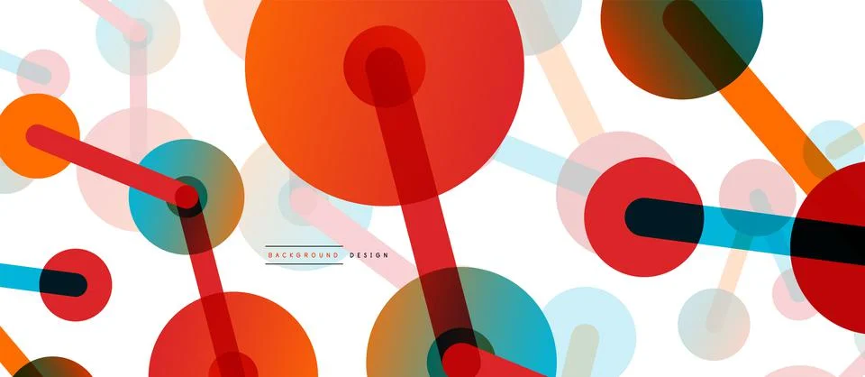 Abstract background. Round dots connected by lines. Trendy techno business Illustrazione stock