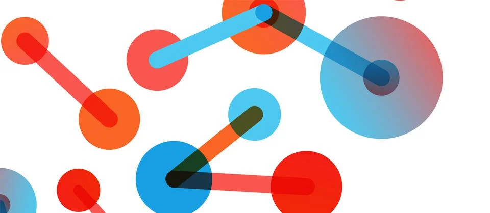 Abstract background. Round dots connected by lines. Trendy techno business 스톡 일러스트