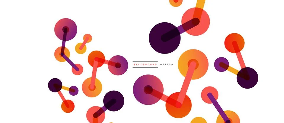 Abstract background. Round dots connected by lines. Trendy techno business Stock Illustration