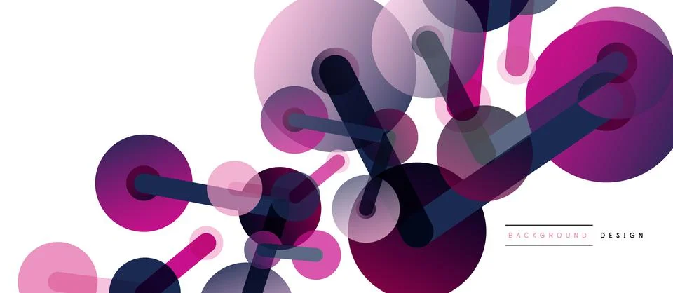 Abstract background. Round dots connected by lines. Trendy techno business Illustrazione stock