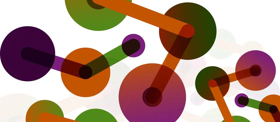 Abstract background. Round dots connected by lines. Trendy techno business Illustrazione stock