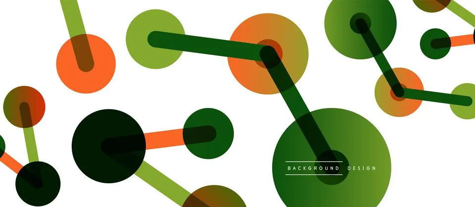 Abstract background. Round dots connected by lines. Trendy techno business Illustrazione stock
