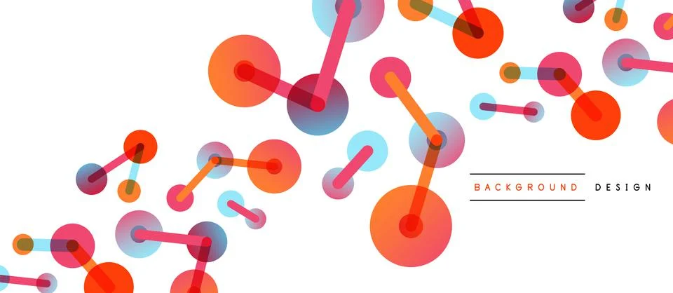 Abstract background. Round dots connected by lines. Trendy techno business Illustrazione stock