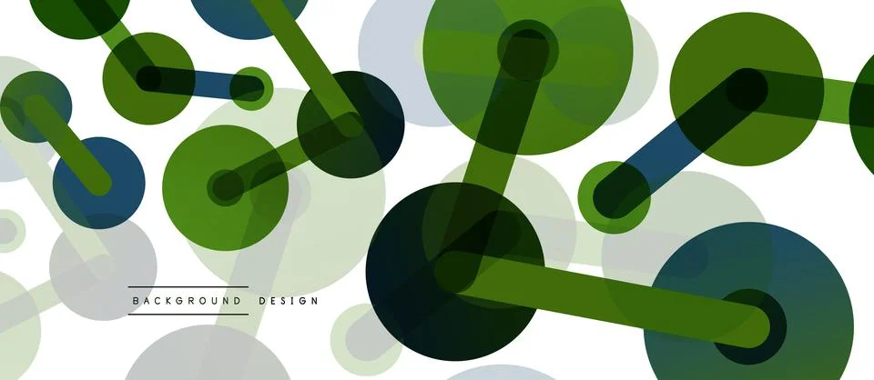 Abstract background. Round dots connected by lines. Trendy techno business Illustrazione stock