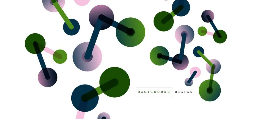 Abstract background. Round dots connected by lines. Trendy techno business Stockillustratie