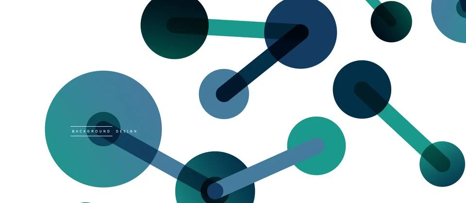 Abstract background. Round dots connected by lines. Trendy techno business Illustrazione stock