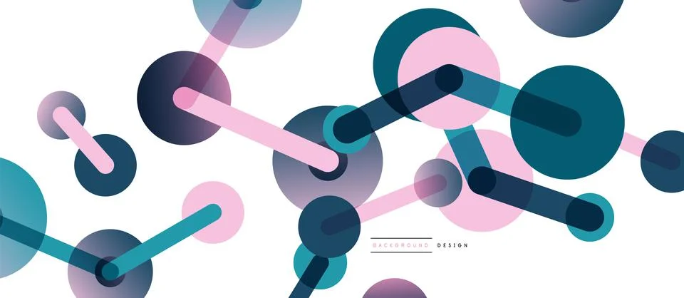 Abstract background. Round dots connected by lines. Trendy techno business 스톡 일러스트