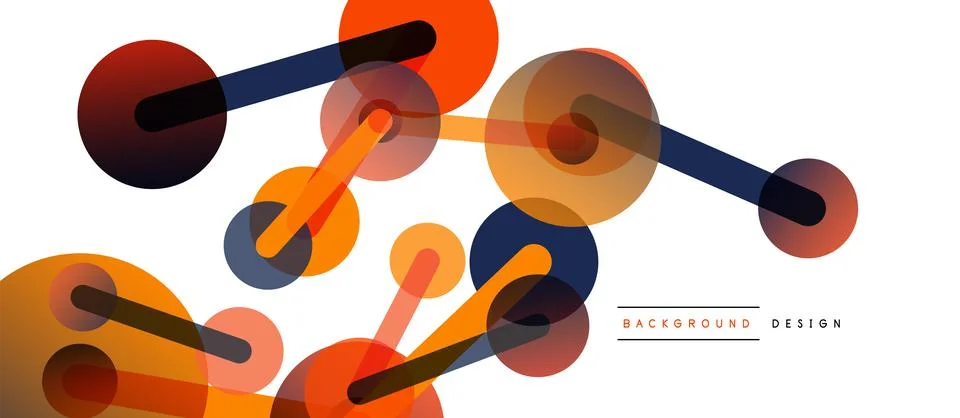 Abstract background. Round dots connected by lines. Trendy techno business Illustrazione stock