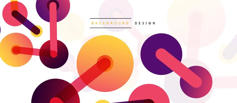 Abstract background. Round dots connected by lines. Trendy techno business Stock Illustration