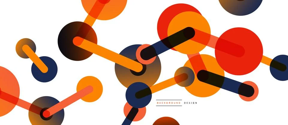 Abstract background. Round dots connected by lines. Trendy techno business Stock Illustration