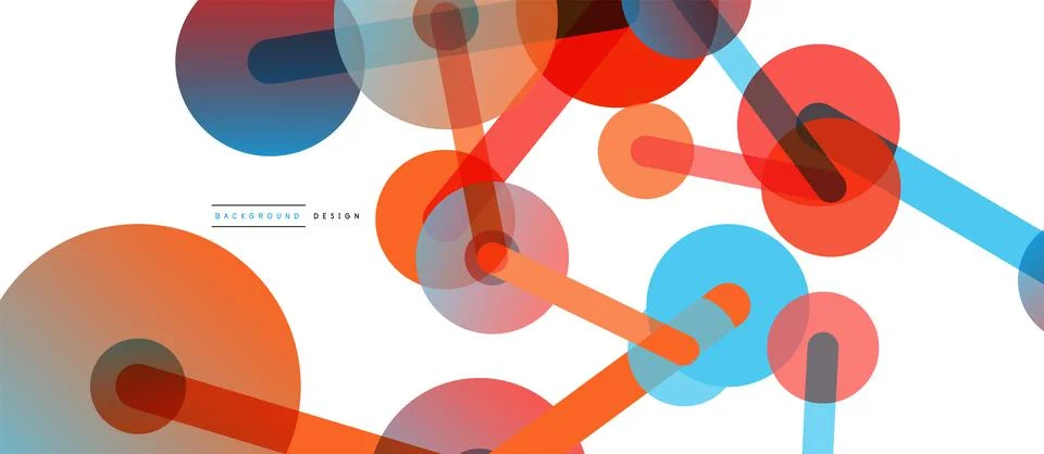 Abstract background. Round dots connected by lines. Trendy techno business Illustrazione stock