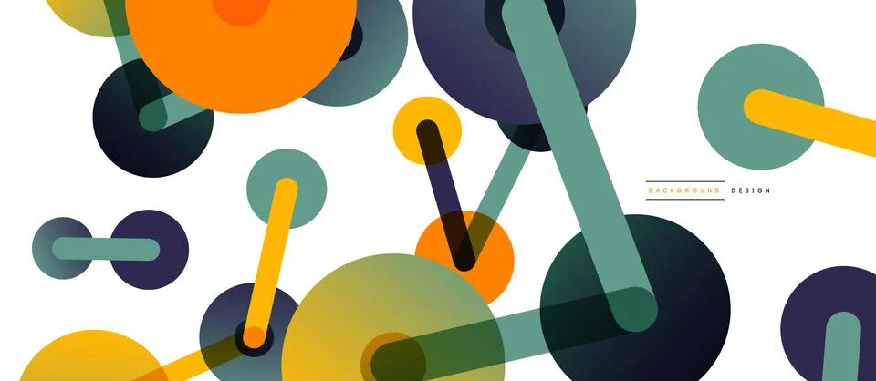 Abstract background. Round dots connected by lines. Trendy techno business Stock Illustration