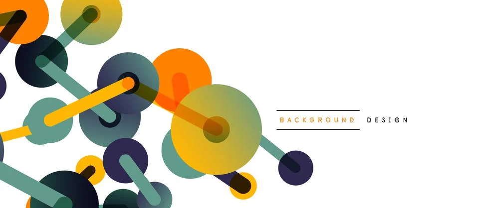 Abstract background. Round dots connected by lines. Trendy techno business Stockillustratie