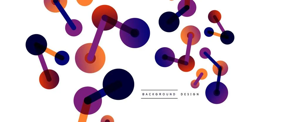 Abstract background. Round dots connected by lines. Trendy techno business Stockillustratie