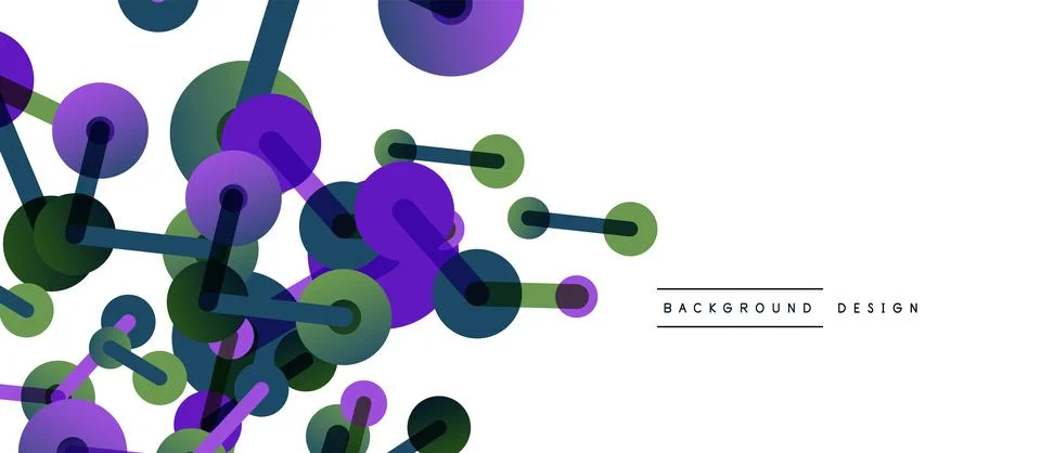 Abstract background. Round dots connected by lines. Trendy techno business Stockillustratie