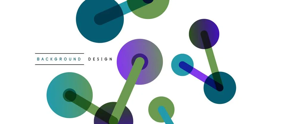 Abstract background. Round dots connected by lines. Trendy techno business Illustrazione stock