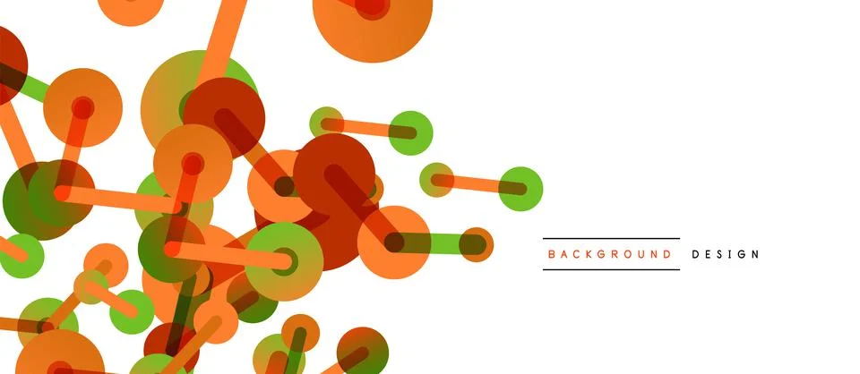 Abstract background. Round dots connected by lines. Trendy techno business Illustrazione stock