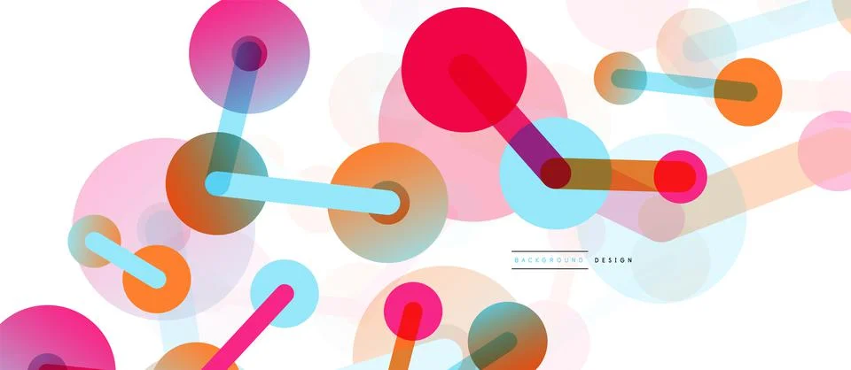 Abstract background. Round dots connected by lines. Trendy techno business Stock Illustration