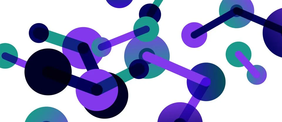 Abstract background. Round dots connected by lines. Trendy techno business Illustrazione stock
