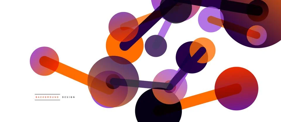 Abstract background. Round dots connected by lines. Trendy techno business Illustrazione stock