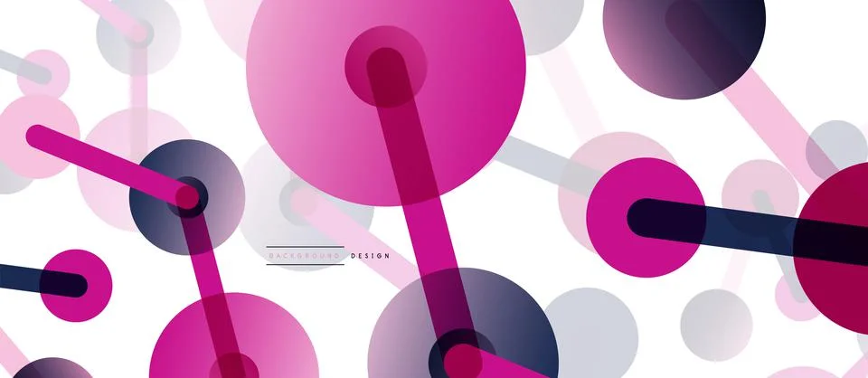 Abstract background. Round dots connected by lines. Trendy techno business Stockillustratie