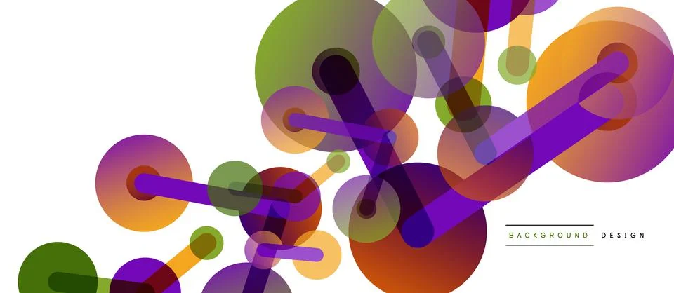 Abstract background. Round dots connected by lines. Trendy techno business Stock Illustration