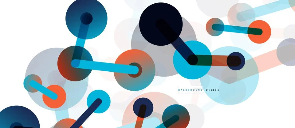 Abstract background. Round dots connected by lines. Trendy techno business Illustrazione stock