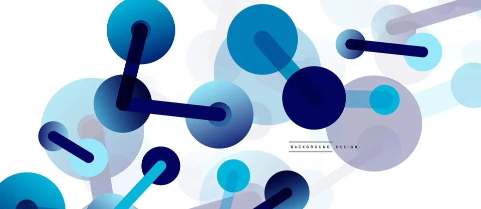 Abstract background. Round dots connected by lines. Trendy techno business Illustrazione stock