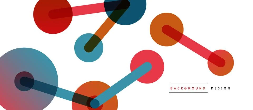 Abstract background. Round dots connected by lines. Trendy techno business Illustrazione stock
