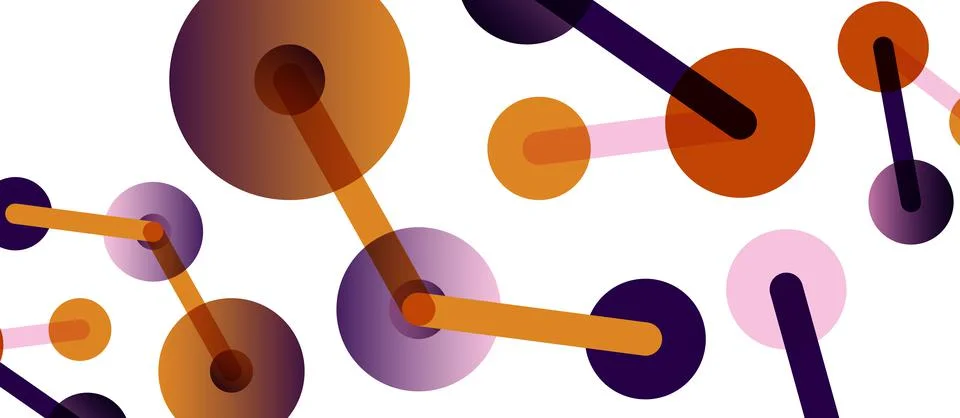Abstract background. Round dots connected by lines. Trendy techno business 스톡 일러스트